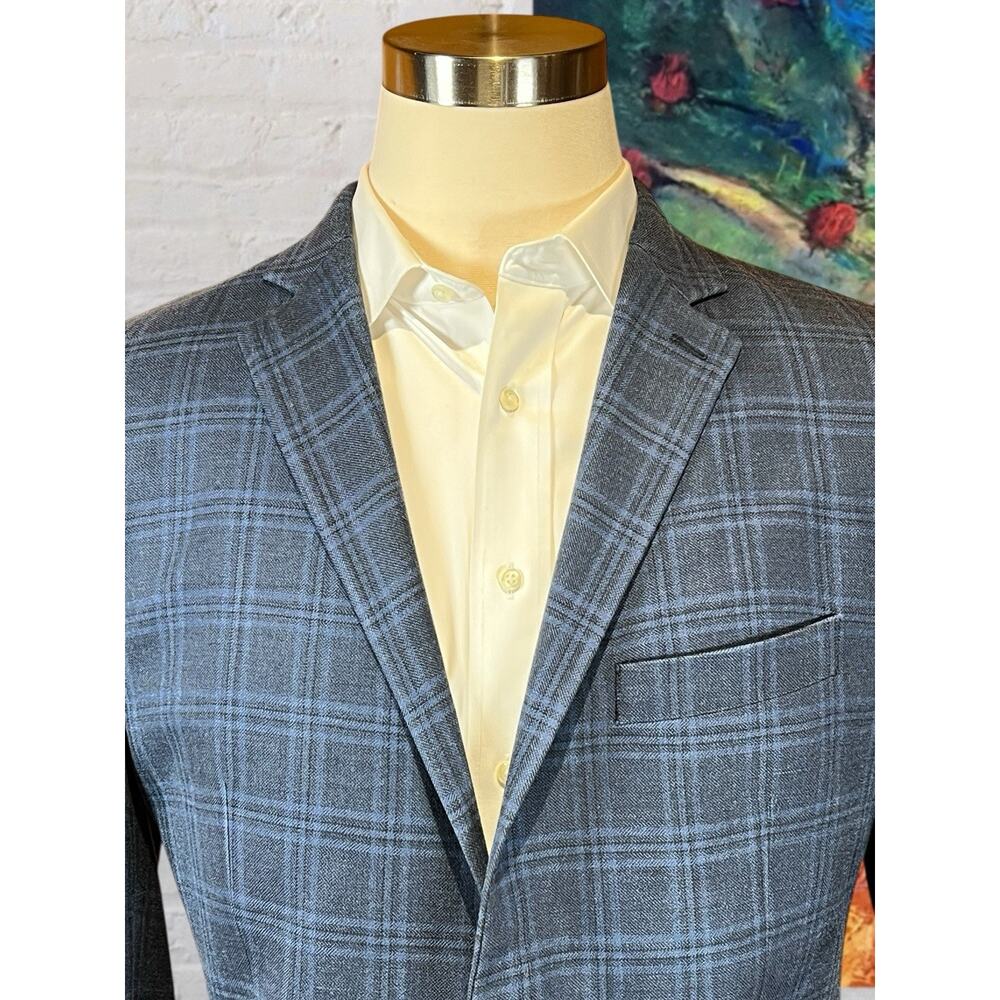 Ralph Lauren RRL 44R Blue Plaid Casual Wool Silk Designer Blazer Sport Coat - Picture 3 of 14